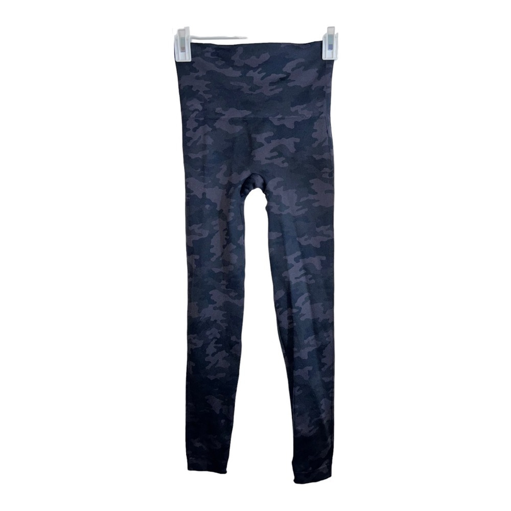 SPANX Camo Leggings Women's Gray Green Pants Casual Comfy Nylon Size S